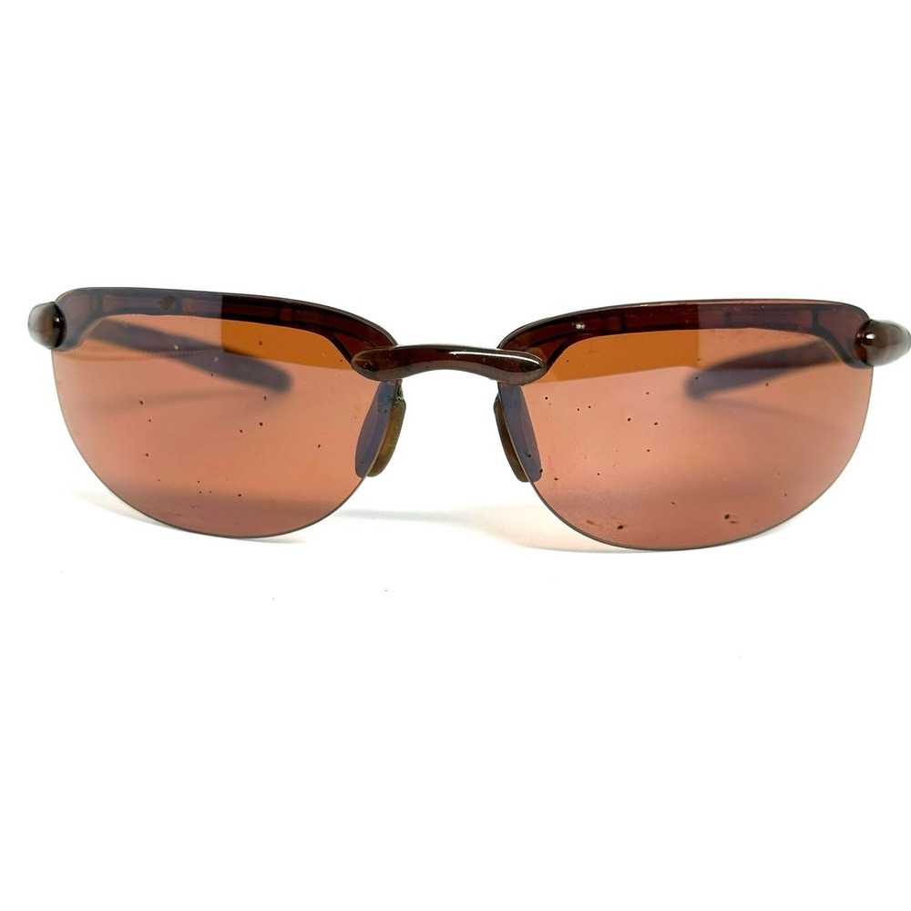 PGE Kite CS12740 Brown Semi-Rimless Sport Sunglasses Amber Lens